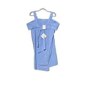 CLU Women's Light Blue Cut-Out Shoulder Midi Dress Size L NWT